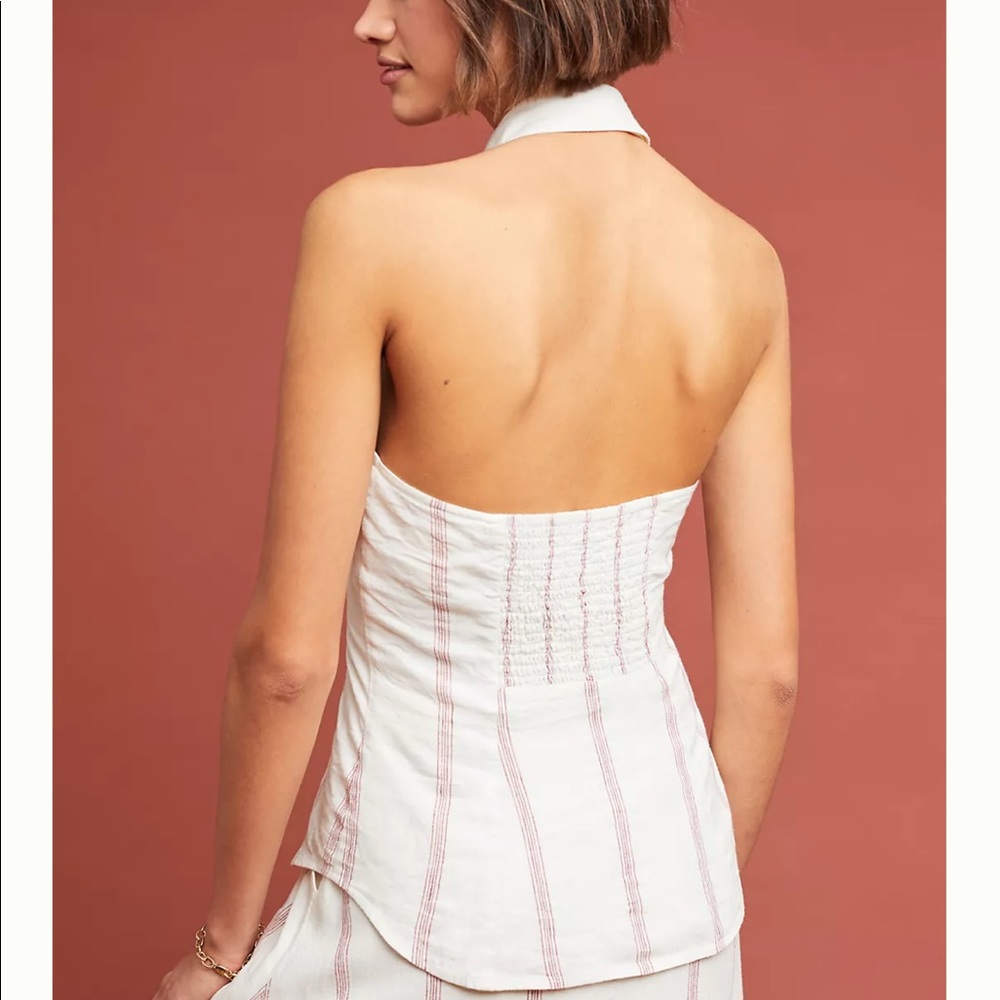Button up striped halter top